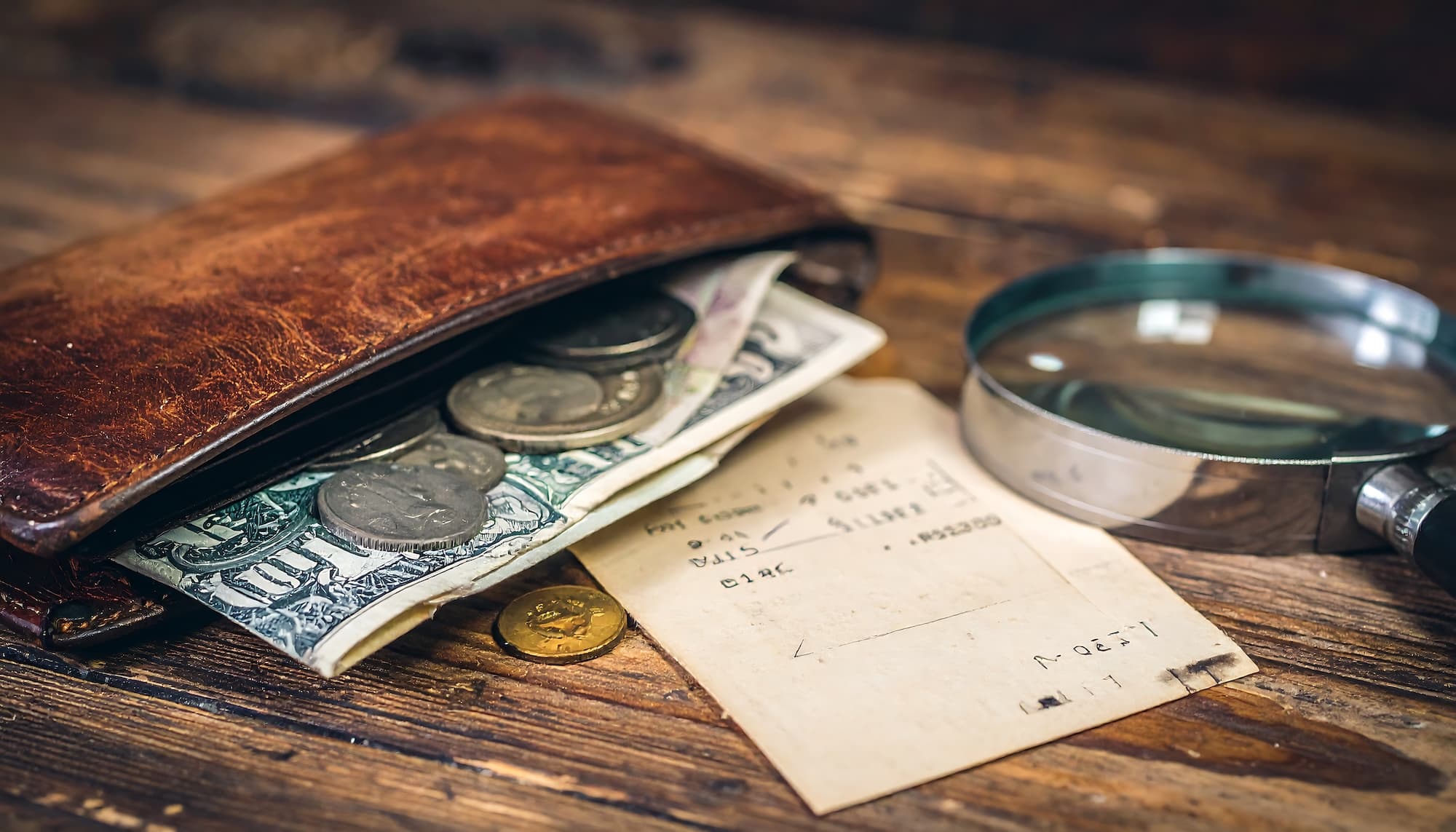 Wallet with magnifying glass - IRS monitoring